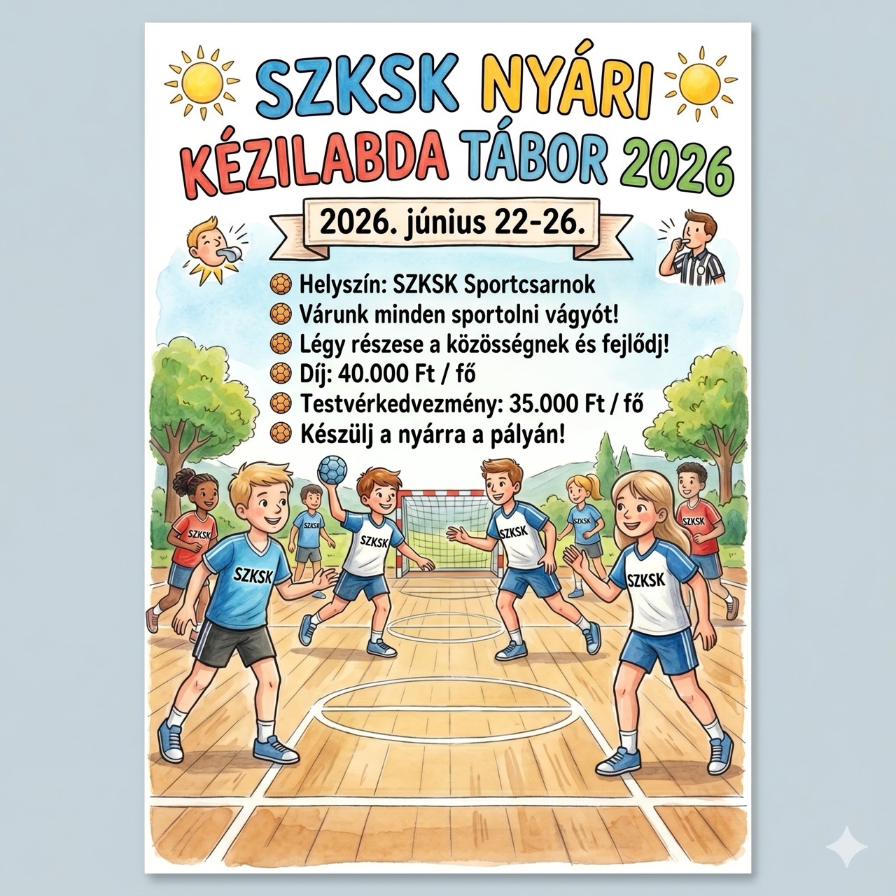A nyári szünetben se lesz megállás: idén is vár mindenkit az SZKSK Kézilabda Tábor!