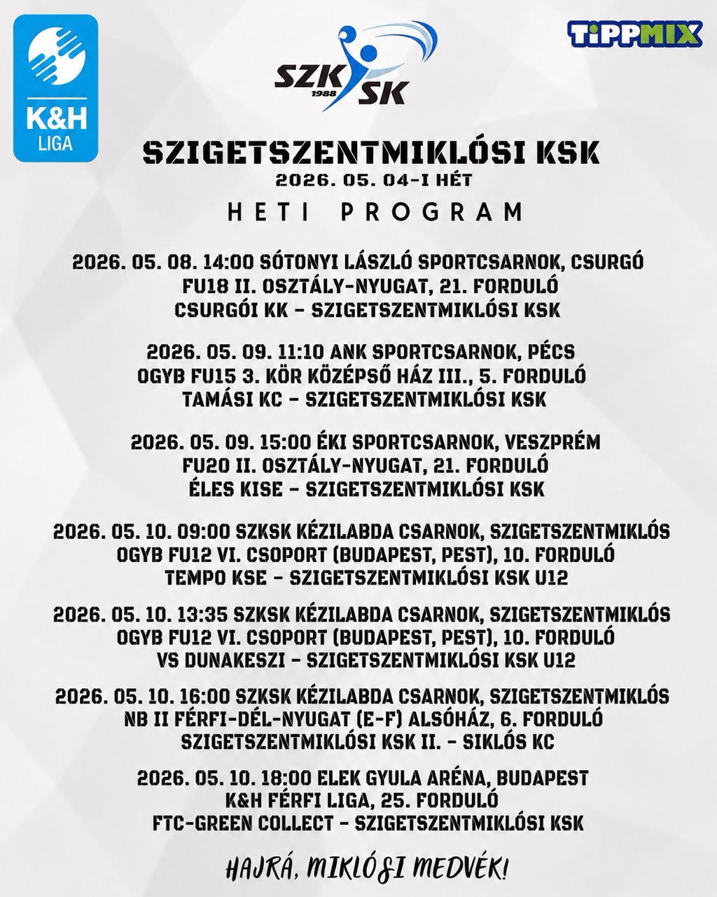 Heti programunk