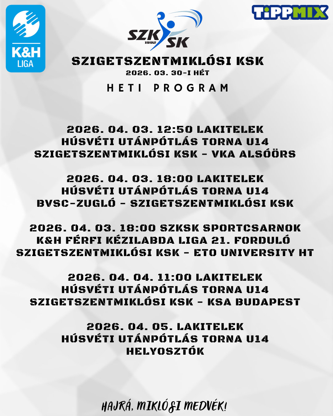 Heti programunk (2026. 03. 30-i hét)