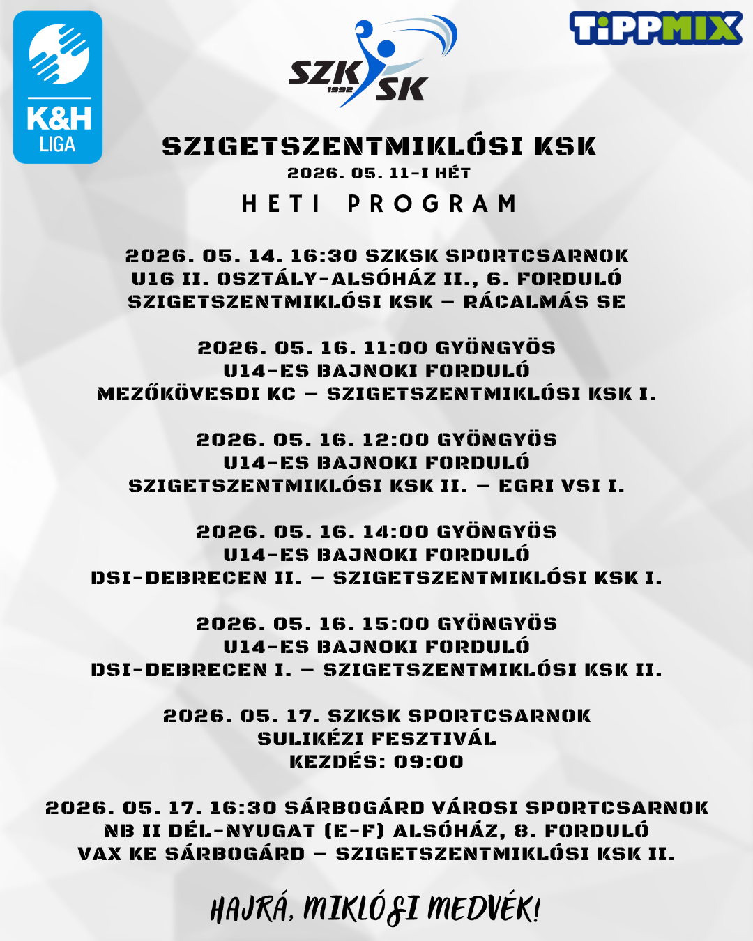 Heti programunk (2026. 05. 11-i hét)