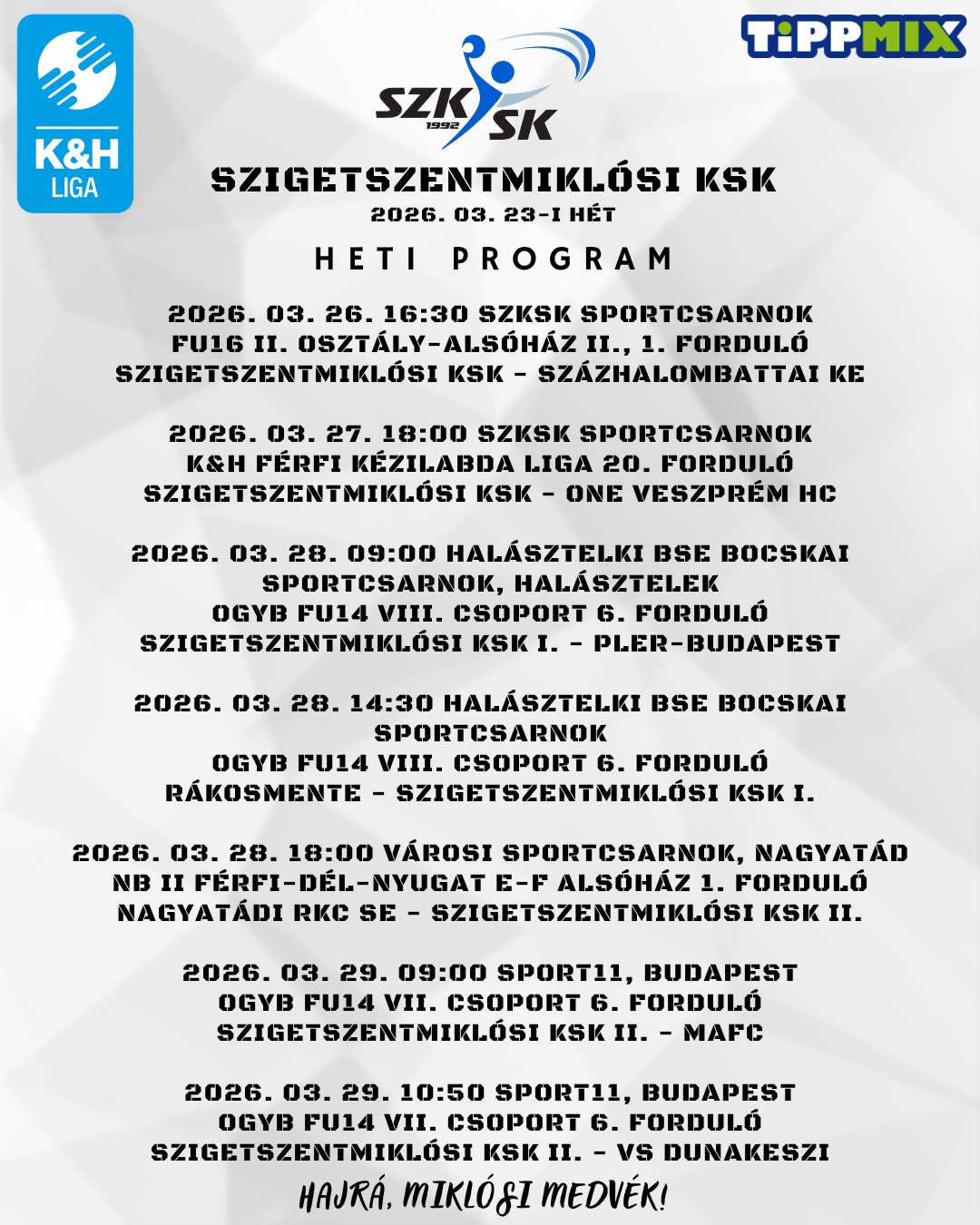 Heti programunk (2026. 03. 23-i hét)